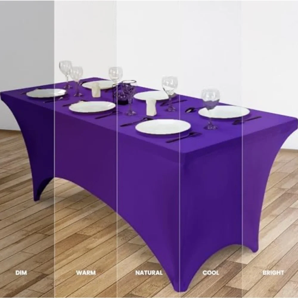 Utopia Kitchen 6FT Spandex Tablecloth 200 GSM, Purple Fitted, Rectangle Cover